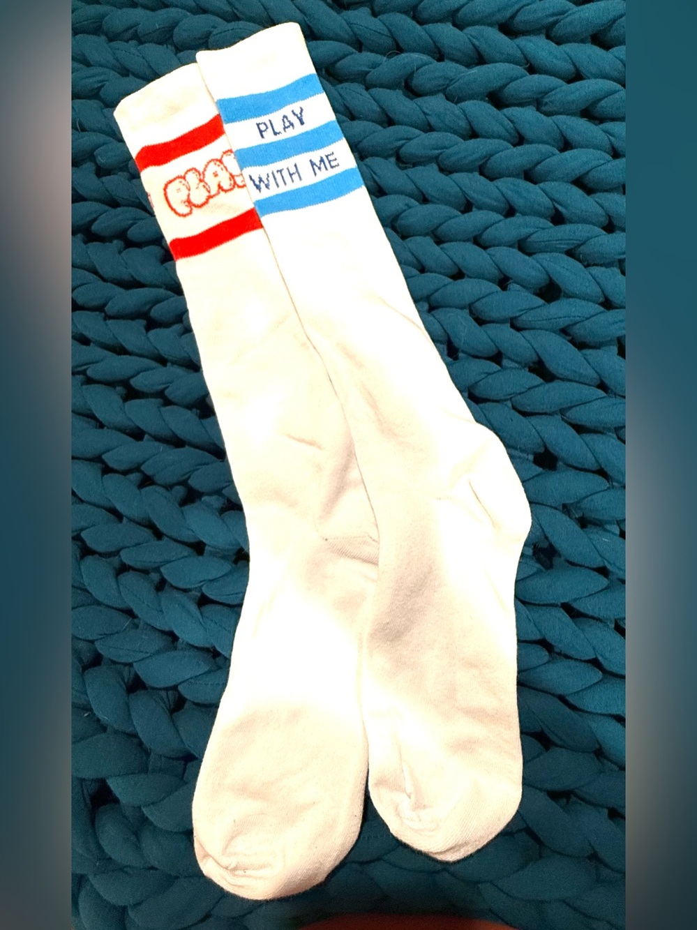 PLAY “play with me” fun mod white tall tube socks